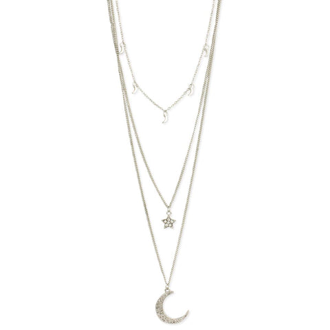 Silvery Moon & Stars Necklace