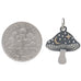 Silver Mushroom Charm with Bronze Star and Moon