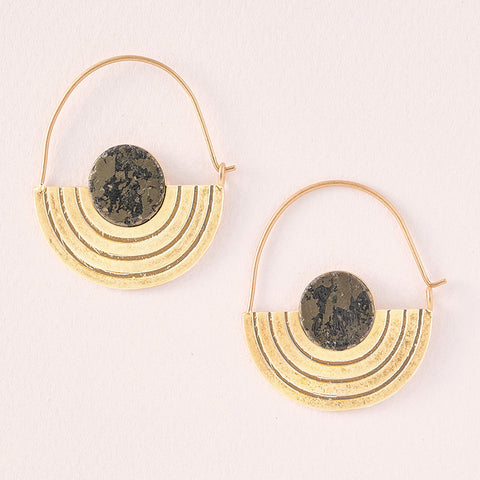Stone Orbit Earring Pyrite Gold