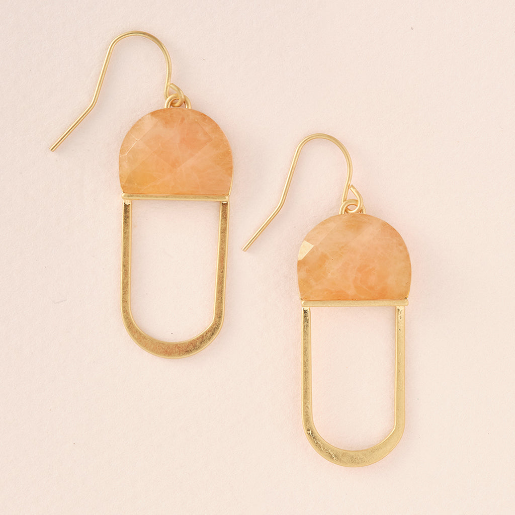 Modern Stone Earring Sunstone Gold