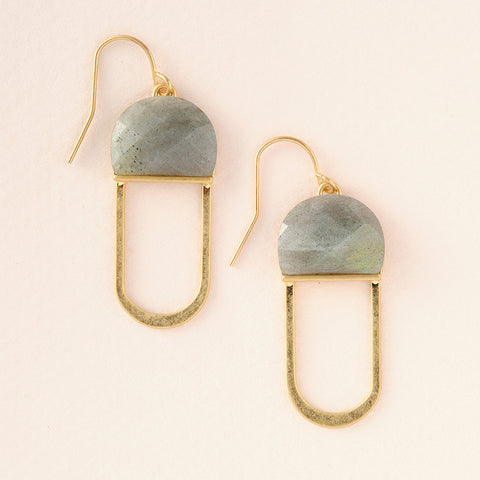 Modern Stone Earring Labradorite Gold
