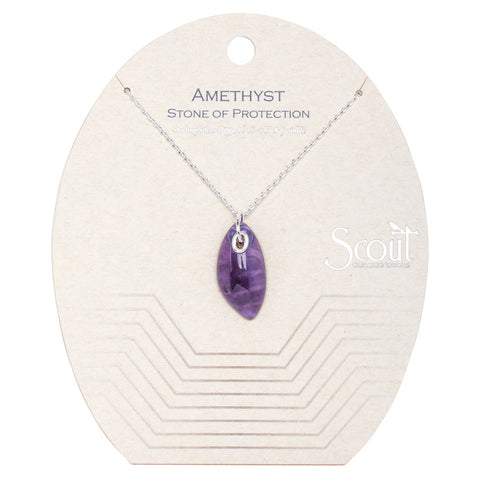 Amethyst Silver Organic Stone Necklace