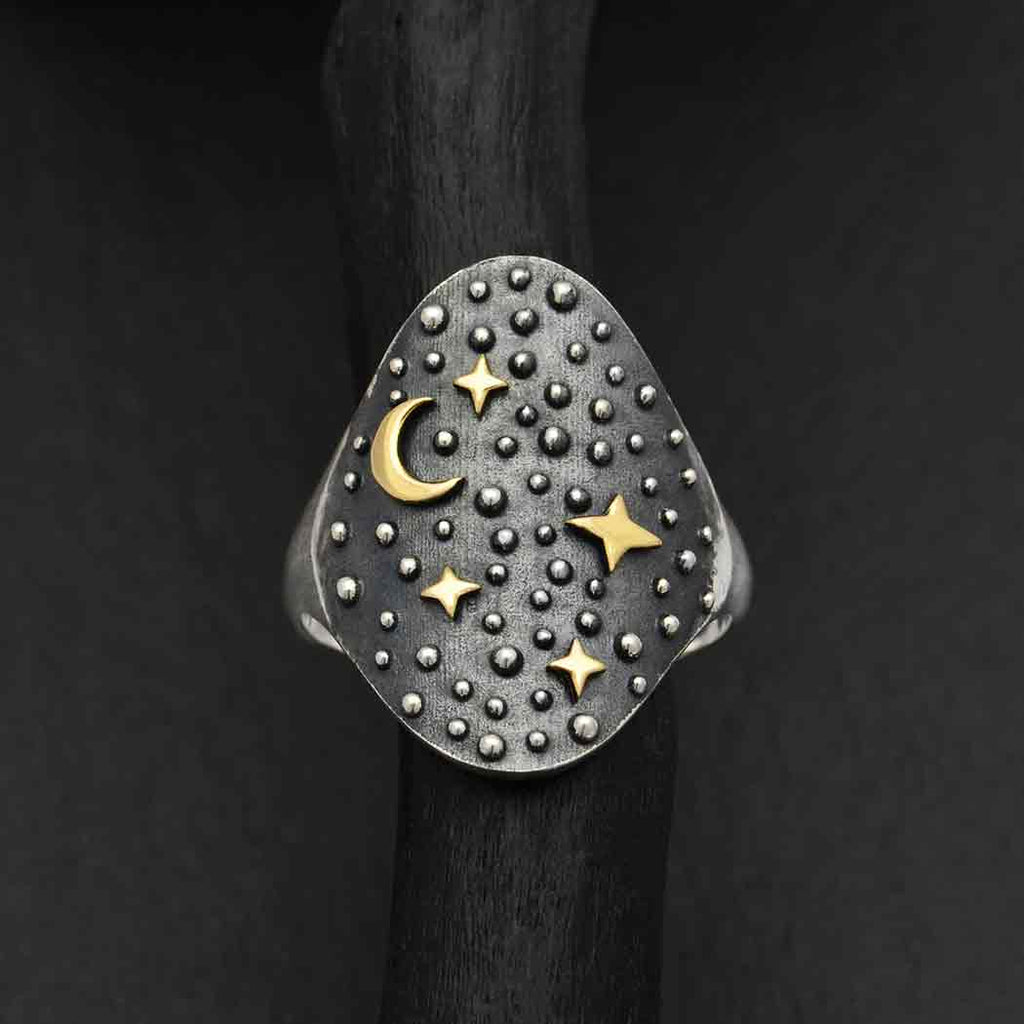 s8 Night Sky Ring with Moon and Stars
