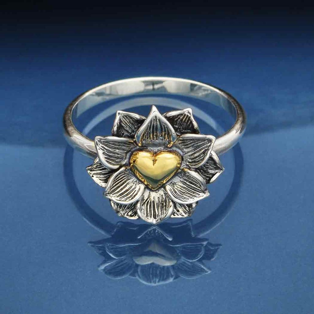 s9 Lotus Ring with Heart