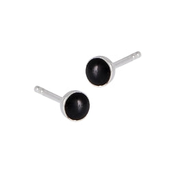 4 mm Stud Earring w Black Onyx Silver