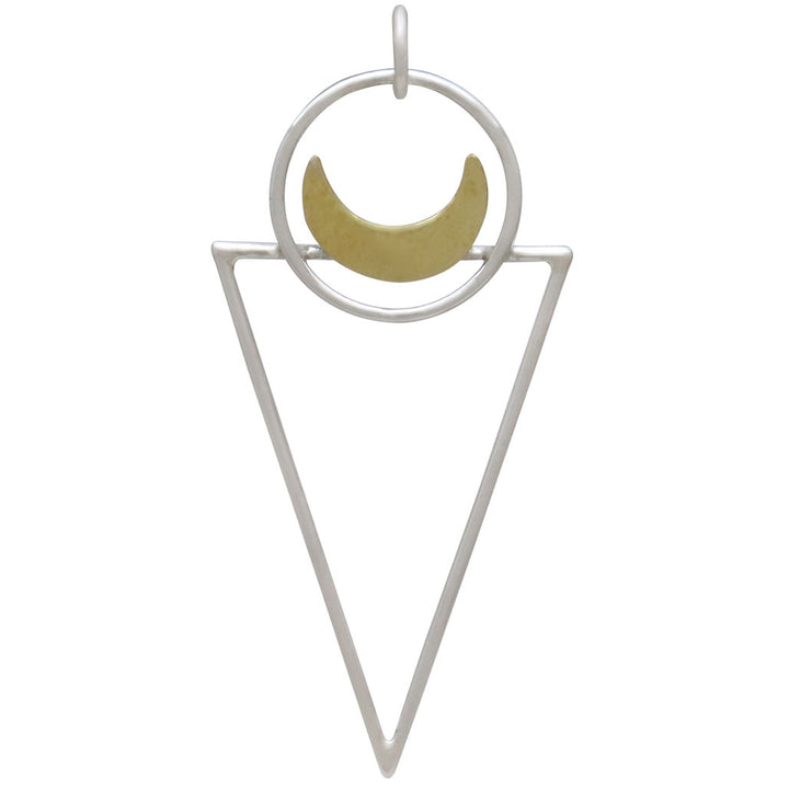Sterling Silver Triangle Pendant with Bronze Moon