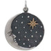 Silver Crescent Moon Face Pendant with Bronze Star