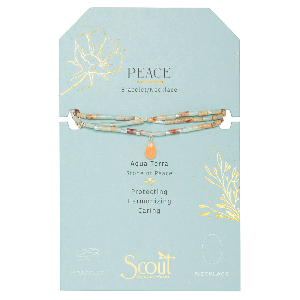 Peace Aqua Terra Silver Teardrop Wrap