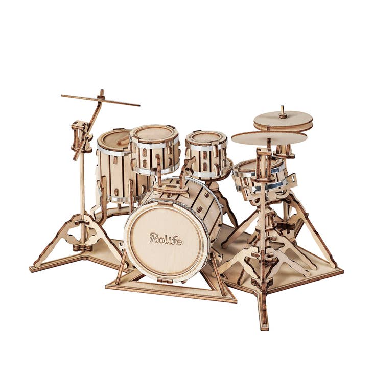 Laser Cut Wooden Puzzle: Drum Kit