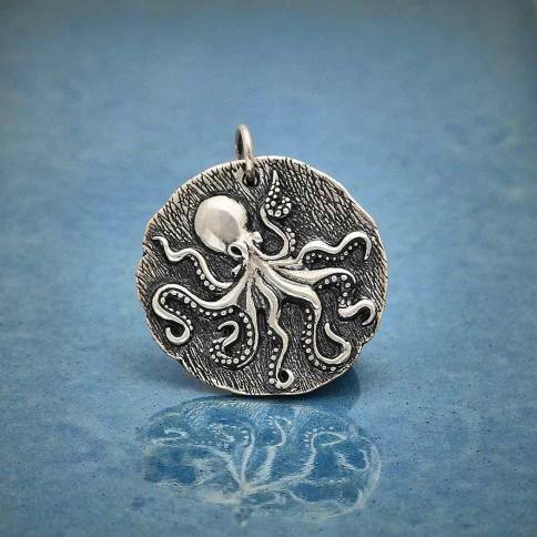 Sterling Silver Octopus Coin Pendant