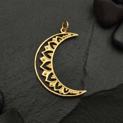 Bronze Mandala Moon Pendant