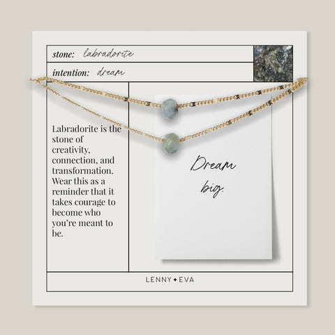 Layered Necklace, Labradorite– 15-17in. Gold