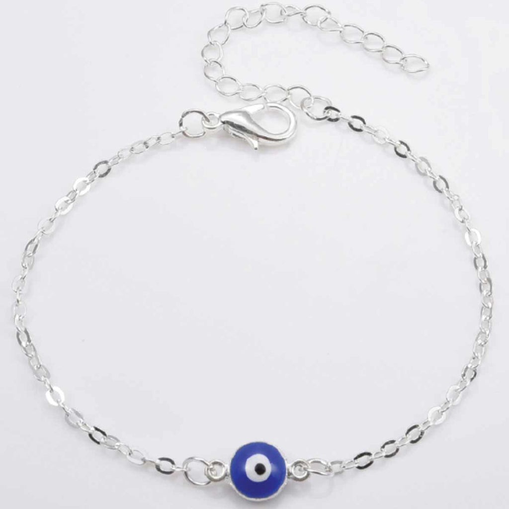 Silver Chain Blue eye Anklet