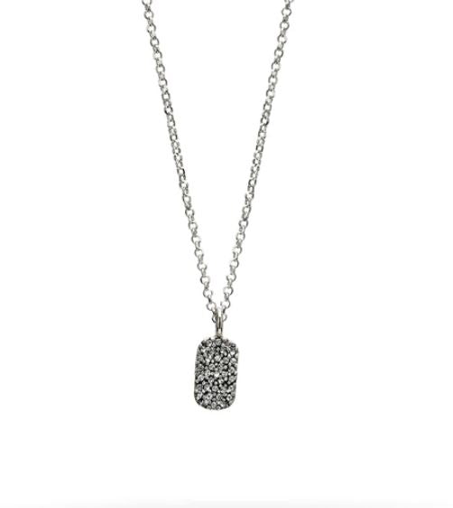 Cosmos Tag Necklace Silver 16in