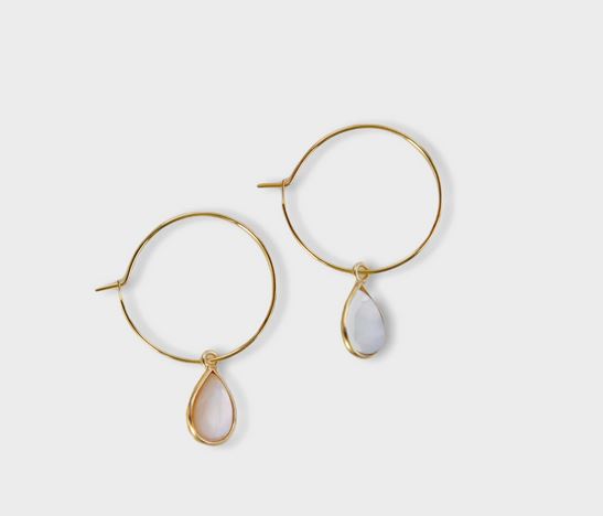 Bella Gemstone Earrings, Pearl