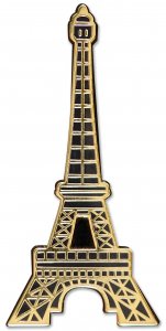 Introducing the elegant Eiffel Tower Pin by PeterPauperP, crafted in exquisite hard enamel with a striking gold and black design. Its perfect size brings a touch of sophistication to any outfit. Beautifully presented in a gift box, it makes an ideal present for loved ones.