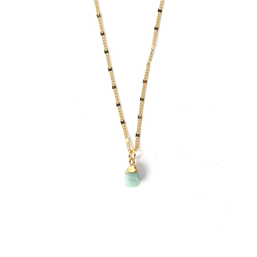 Gemstone Nugget Necklace Aqua Chalcedony - Across The Way