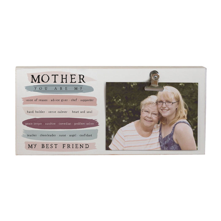A handcrafted display from SincereSurroundings features a photo of two people smiling. To the left, text reads: "Mother, you are my voice of reason, advice giver, chef, supporter, hand holder, nerve calmer, heart and soul, peace keeper, sunshine..." This cherished "Mother You Are My" keepsake brings the warmth of Rock Rapids IA to any home.
