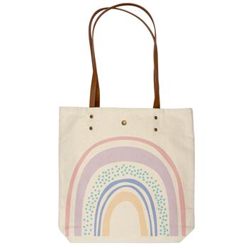 Cotton Canvas Book Bag Rainbow