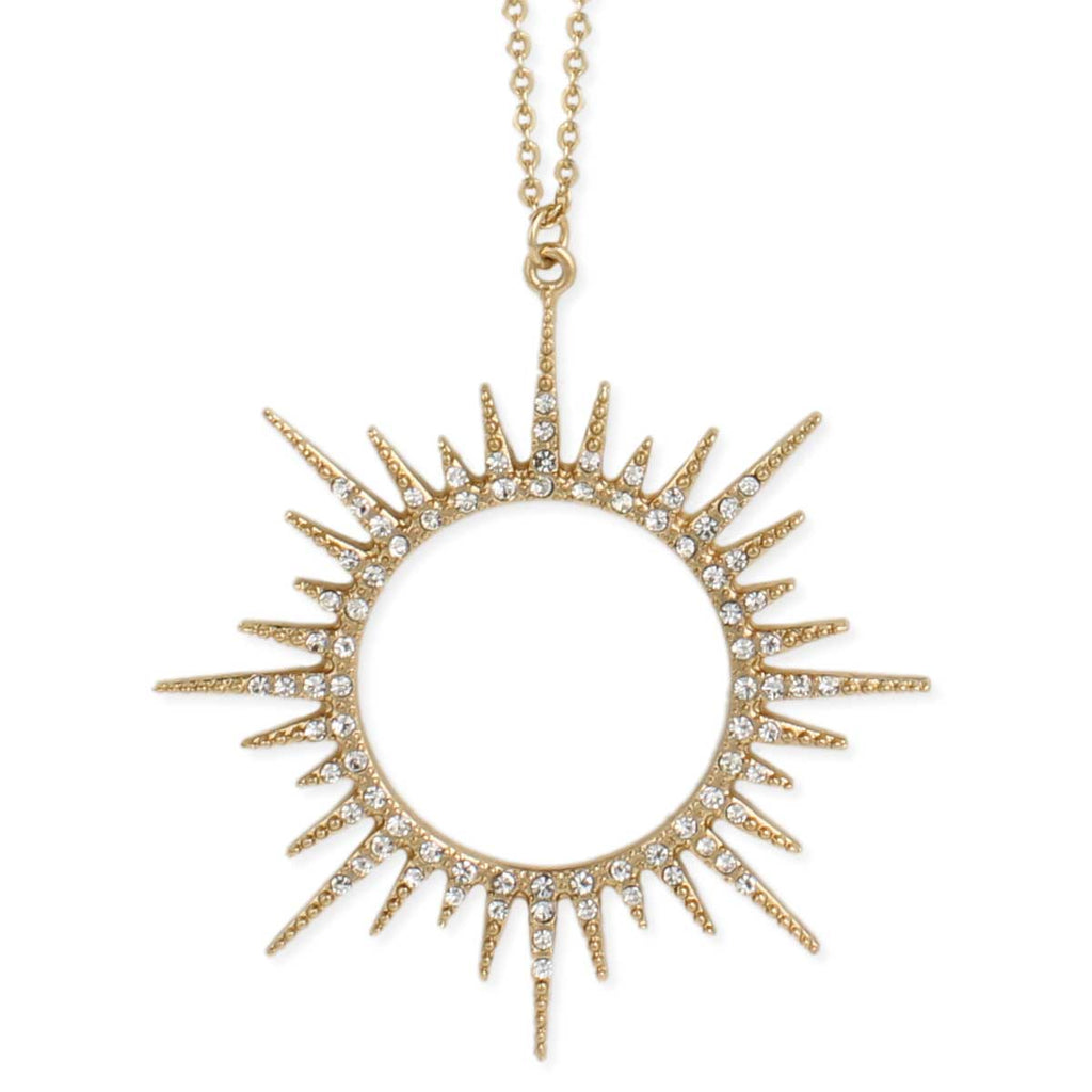 Gold Sunburst Crystal Necklace