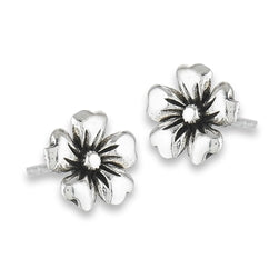 Hibiscus Flower Silver Stud