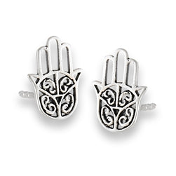 Hand Of Fatima Silver Stud