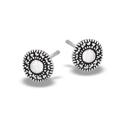 Round Bali Style Granulated Silver Stud