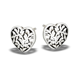 Heart w Leaves Silver Stud