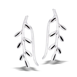 Alternating Leaves Silver Stud