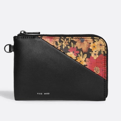 Stacy Wristlet - Black/Dark Floral Cork