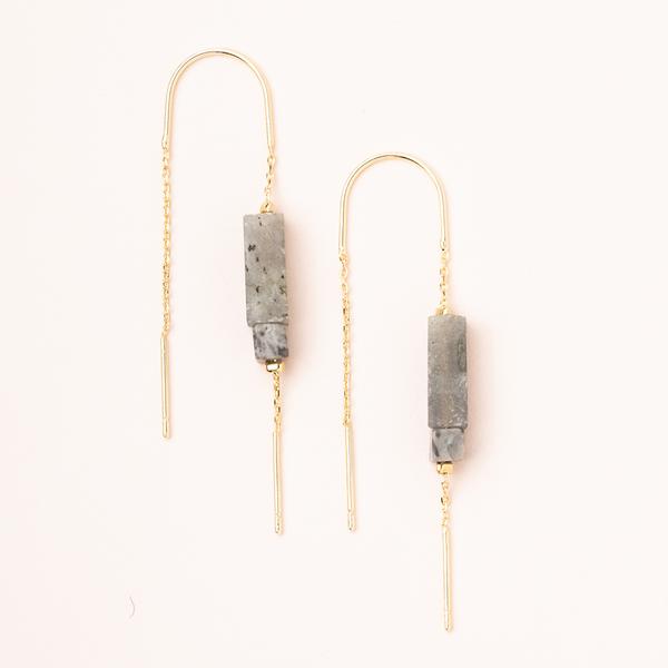 Thread Earring Labradorite/Black/Gold - Across The Way