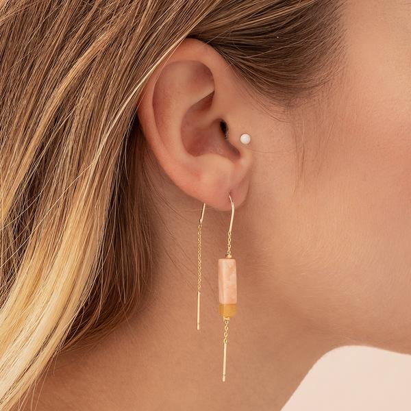 Thread Earring Rose Q/Amber/Gold - Across The Way
