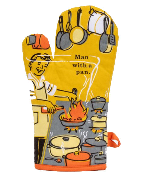 Man with a Pan Oven Mitt