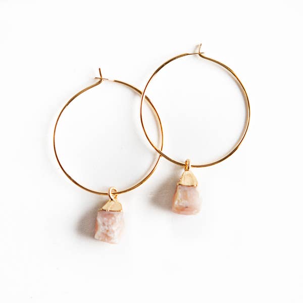 Bella Gemstone Earrings, Rose Quartz