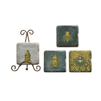 Bees Coasters with Stand