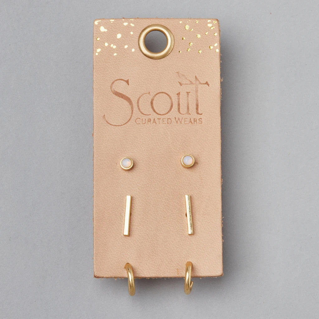 Scarlett Stud Trio Opalite Gold