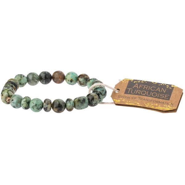 African Turquoise Stone Stacking Bracelet