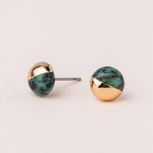 Stud Earring African Turquoise/Gold - Across The Way