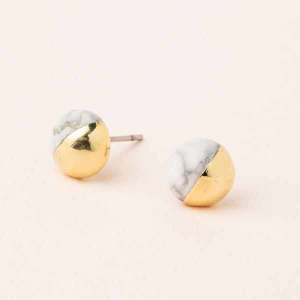 Stud Earring Howlite/Gold - Across The Way