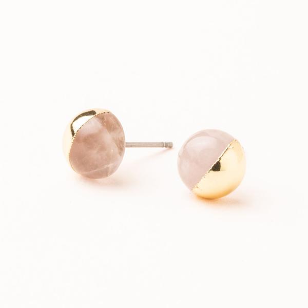 Stud Earring Rose Quartz/Gold - Across The Way