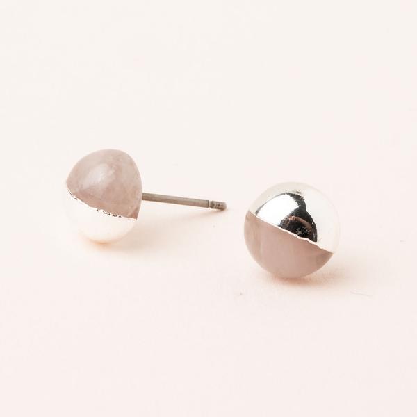 Stud Earring Rose Quartz/Silver - Across The Way