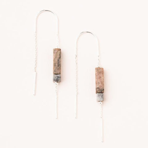 Thread Earring Rhodonite/Black/Silver - Across The Way